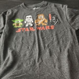 Star Wars Kids Charcoal T-Shirt with Pixel Characters